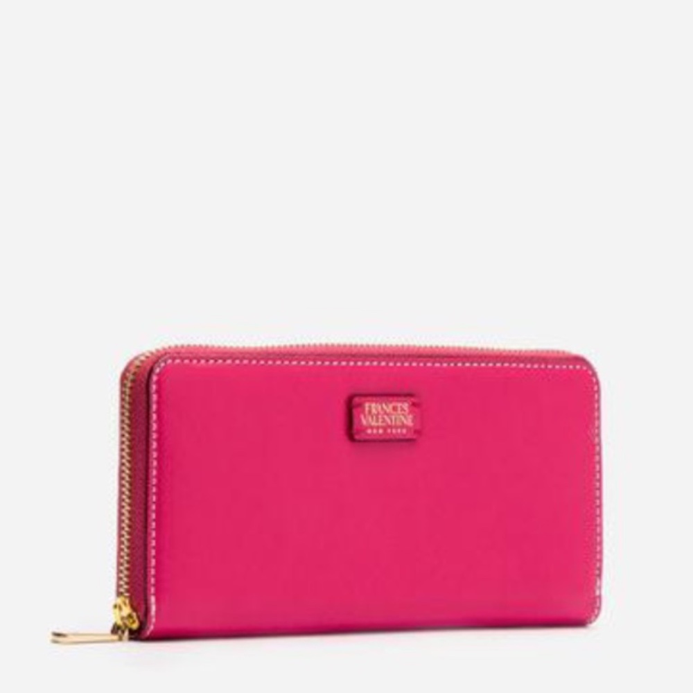 Frances Valentine Large Pink Leather Zip Wallet